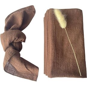 EHLDekol Gauze Cloth Napkins 6 Pack 16x16 Inches 100% Natural Soft Cotton Weddings Decorative Parties Family Everyday Use Bulk Linen Dinner Napkins (Brown, 6 Pack)