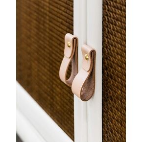 KEYAIIRA - Leather and Brass Drawer Pull - minimal furniture knobs modern kitchen handle pulls for cabinets farm house Scandinavian dresser hardware