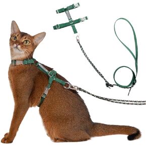Cat Harness and Leash Set - Green Extra Lightweight Soft Kitten Harness Escape Proof, Adjustable Travel Pet Harness for Walking，Easy Control Comfortable Outdoor (Olive Green, One Size) in Kuwait