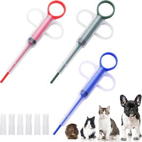 Tchrules 3pcs Cat Pill Pill Shooter Popper Popper for Small Pet Cat Dog Tip Tablet Tablet محقلة حبوب منع الحمل موزع الأطب