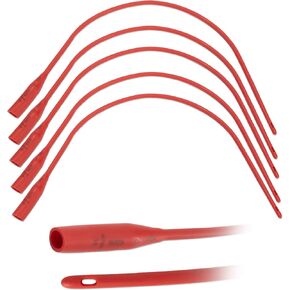 5 Pack, Pet Feeding Tube with Funnel End, for Puppies, Kittens, & Pet Nursing, 14 FR, 16" Length, Red Rubber Feeding Tube with Smooth Tip, Non-Sterile