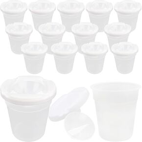15 Pack No Spill Paint Cups with Lids White Reusable Spill Proof Paint Cups for Kids Classroom Arts Crafts Supplies School Prizes