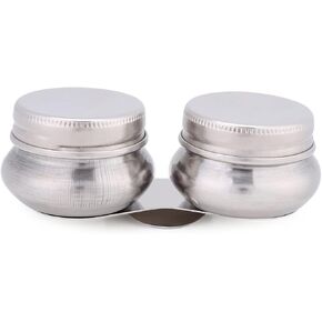 WQAPVHBG Painting Oil Pot, Double Stainless Steel Palette Cups, 3.7 x 1.18in Oil Painting Palette Cup with 1.57in Diameter Lids for Storing Turpentine and Mixing Pigments