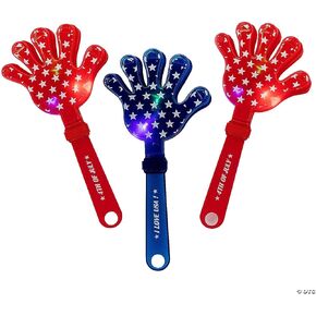 Fun Express Large Light-Up Patriotic Hand Clapper Toys - Set of 12 - Fourth of July Party Supplies and Favor Giveaways