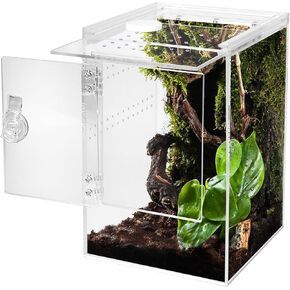 Front Opening Terrarium Jumping Spider Enclosure,Tall Arboreal Tarantula Enclosure Terrarium with Cross Ventilation,Waterproof Acrylic Reptile Enclosure (6 * 6 * 9inch)