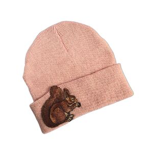 Squirrel Beanie Hat for Men and Women, Unisex Cute Pink Warm Winter Hats, Stylish Funny Gift Embroidered Beanies, Squirrel Symbol Hats for Winter (Yellow)