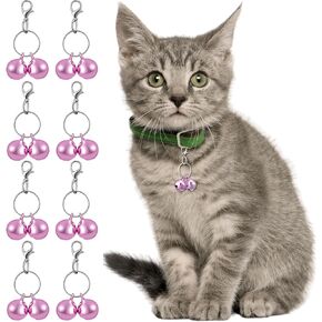 8 Pack Dog Collar Bells Pet Hanging Ring Bell Accessories for Dog and Cat Metal Cat Bells Small Christmas Jingle Bell 0.47 Inches Pink Bells for Tracking and Training Christmas Gift