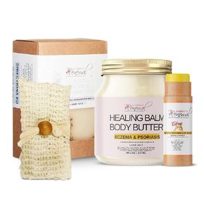 Ultimate Skin Care Gift Basket, Self Care Gift Set for Women, Body & Face Skin Care Set, At-Home Spa Kit, All-Natural Skin Care Kit, Mesh Cloth + Soap + Lip Balm + Body Butter
