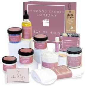 Lynwood Birthday Spa Gifts for Women, 10pc All Natural Lavender Gifts for Women, Birthday Gifts for Mom, Spa Basket for Her, Happy Birthday Gift Box for Her