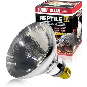 LUCKY HERP 100 Watt UVA+UVB Full Spectrum Vapor Heat Lamp Bulb, High Intensity Self-Ballasted Heat Basking Lamp/Bulb/Light for Reptile and Amphibian, Sun Lamp for Bearded Dragon Lizard Turtle(Clear)