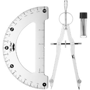 Mr. Pen- Metal Protractor and Metal Compass Set, Compass for Geometry, Geometry Set, Compasses, Protractor and Compass, Protractor for Geometry, Drawing Compass, Math Compass, Math Compass