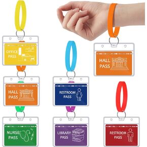 6 Sets Hall Pass for Classroom Bathroom Passes for School Unbreakable School Passes Set for Teachers, Hall, Bathroom, Office, Library and Classroom Supplies
