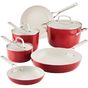 KitchenAid Hard Anodized Ceramic Nonstick Cookware Pots and Pans Set, 9 Piece - Matte Black