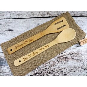 Personalized Wooden Bamboo Spoon and Spatula