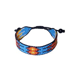 Handmade Beaded Native American Pattern Bracelet – Adjustable, Tribal Design, Unisex Jewelry