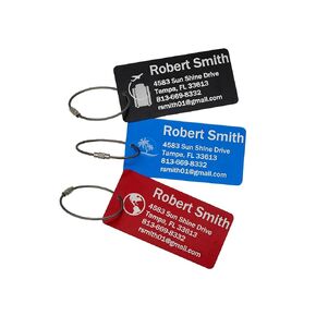 Custom Engraved Aluminum Luggage Tags (Suitcase & Plane, Black) - 1 Tag