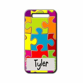 Kids Puzzle Luggage tag, Autism awareness bag tag