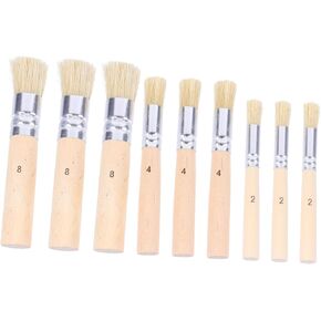 3Set Bristle Template Paint Brushes with Wooden Handles for DIY Art Crafts Suitable for Oil Watercolor and Painting Smooth Surfaces