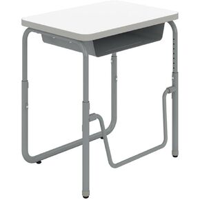 Pemberly Row Height Adjustable Student Desk Pendulum Bar & Book Box in White