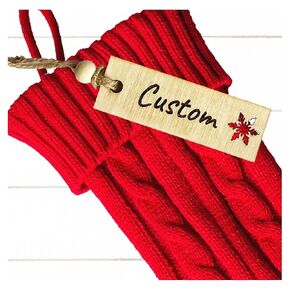 Custom Personalized Wooden Engraved Christmas Stocking Name Tag Reindeer, Santa Hat, Snowflake, Tree - Made in USA (Snowflake)