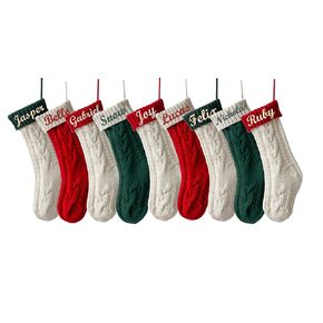 Personalized Christmas Stockings – Custom Name Family Stockings, 18" Large Knitted Xmas Stockings for Kids, Holiday, Fireplace, and Christmas Party Decorations - 2pcs