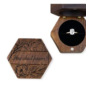 How About Forever Ring Box, Wedding Engagement Ring Box, Engagement Ring Box, Engagement Ring Boxes for Proposal, Proposal Ring Box for Her, Engagement Ring Box, Propose Ring Box, Walnut Ring Box