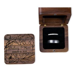Wedding Ring Box, Personalized Ring Box, Ring Bearer Box, Wedding Ring Boxes for Ceremony, Double Wedding Ring Box, Wooden Wedding Ring Box, Wedding Band Ring Box, Walnut Ring Box, Flower Ring Box