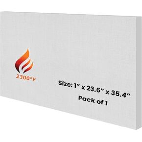 لوحة الألياف الخزفية - 1 "سميكة × 23.6" × 35.4 " - 2300F تصنيف - حزمة من لوحة مقاومة للحريق - لوحة عزل سيراميك للموقد ، الموقد ، فرن البيتزا ، فورج ، فرن ، فرن ، فرن ، غلاية