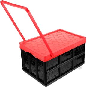 Amosfun Foldable Trolley Box with Wheels Handle Compact Storage for Clothes Books Organizer for Bedroom Classroom Travel