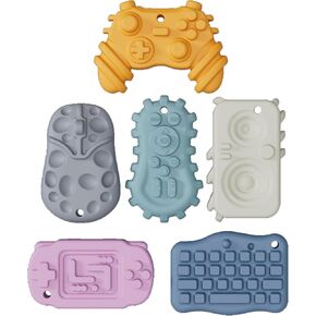 6PCS Game Textures Fidget Toys Sensory Stone for Kids，Textured Soft Worry Stone for Autism Kids Calming Fidget Stress Toys for Students Anxiety Relief Small Prizes Fidget Toys Silicone Decorations
