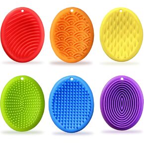 Silicone Worry Stones, 6 Piece Sensory Fidget Toy Set, Multicolor Textured Patterns, 2.2 x 1.75 inches