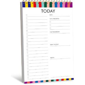 To Do List Notepad, Daily Planner Notebook with 52 Tear-off Sheets, Undated Writing Organizer for Daily Tasks and Goal, Coiled Task Track Checklist Productivity Pad for Office, Classroom, Home, School