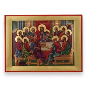 Last Supper Icon - Premium Quality Greek Orthodox Byzantine Icon, Handmade on Natural Solid Wood, Gift Ready - Ships in a Box