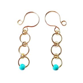 Triple Circle Non Pierced Nipple Ring Gold Turquoise - Fake Nipple Jewelry - Clip On Nipple Rings - Nipple Shields Non Piercing
