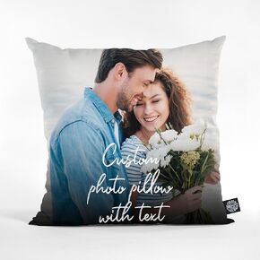 Couple Custom Pillow with Text, 3D Custom Pillows with Picture of Couple, Couple Personalized Pillow with Text, Couple Favorite Text Pillow Gift for Birthday & Valentine & Keepsake - 18" Medium