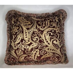 Red Gold Fringe Decorative Throw Pillow with fringe