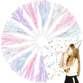 12 Pcs Party Blowers Glitter Noise Makers Metallic Fringed Party Horns for Adults Birthday Graduation New Years Party Favors Supplies