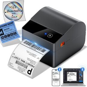 ASprink Bluetooth Shipping Label Printer 4x6, 2025 New Version Thermal Label Printer with Built-in Label Bin for Small Business, Shipping Packages, Home, Office, Compatible with Amazon, Ebay, USPS
