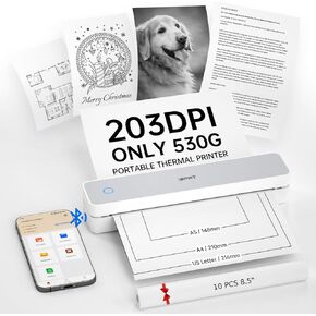 iDPRT Portable Thermal Printer,203DPI Wireless Bluetooth Small Printers for Travel,Office,Vehicles,Support 8.5" x 11" US Letter&A4 A5 Size, Compatible with Smartphone & Laptop