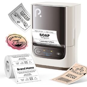 PM220S Label Maker Machine with Tape, 2 Inch Bluetooth Portable Thermal Label Printer for Small Business, Beige