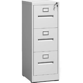 Black Metal File Cabinet with 3 Drawer,Vertical File Cabinet with Lock for A4/Letter/Legal Size Files,Steel Filing Cabinets for Home Office,Assembly Required