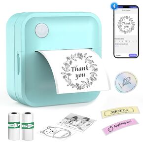 Label Maker Machine with Tape - Mini Sticker Printer Bluetooth Label Printer for Home Office Organization, Portable Thermal Sticker Maker Print Pod with Multiple Templates for Phone(White)