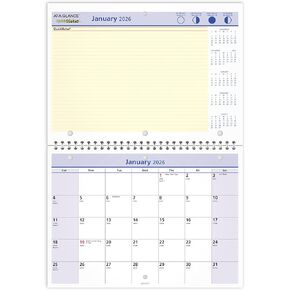 AT-A-GLANCE 2026 Wall & Desk Calendar, Monthly, 11" x 8", Small, Daily Blocks 1.25" x 1.25", QuickNotes (PM502826)