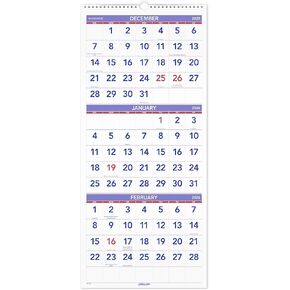 AT-A-GLANCE 2026 Wall Calendar, 12" x 27", Large, Vertical, 3-Month Reference (PM112826)