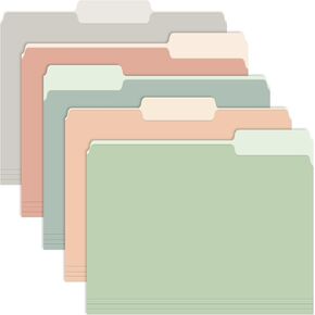 Two Tone Color File Folders 8.5 x 11 Inch, 1/3 Cut Tab File Folder Letter Size, Assorted Colors, Pastel Colors Manila File Folders, School Business Office Folders for Document Files Paper -15 Pack