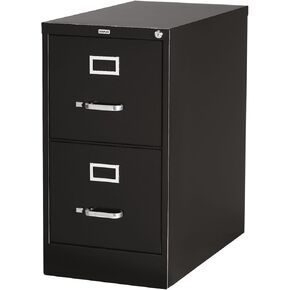 STAPLES 2-Drawer Vertical File Cabinet, Letter Size Documents, Lockable, 22" D x 15" W x 28.38" H, Black