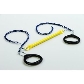Standard Trapeze Bar with Rings | 6 Colors | Compatible with Most Playsets | Easy to Install | 115lb Capacity | Swing Hangers Not Included | DIY Swingset Accessory | Backyard Playground Accessories