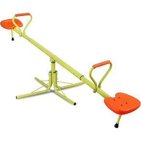 ZENY Swivel Teeter Totter Seesaw for Kids, See Saw for Toddlers, 360 Degree Rotation, Adjustable Length, Outdoor Play Equipment Toy