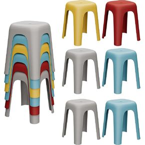 6 Pack Stackable Classroom Stools 18 Inch Nesting Plastic Stools Portable Backless Chairs for Classroom, Students, Adults, Living Room, Dining Room, Office Home