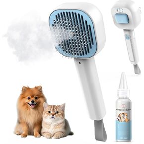 3 في 1 فرشاة القطط - فرشاة الكلاب ، بخار للتسلق والاستمالة ، مشط Spritz الداخلي والخارجي للقطط والكلاب ذات الشعر الطويل والقصير ، فرشاة بخار القط - تشمل شامبو بدون ماء ، أزرق.